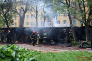 15.05.2020 - Pożar drewnianych komórek - Łódź